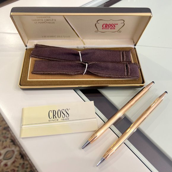 Cross 14K Gold Filled Pen and Pencil Set w/Etched Center Band! - Picture 5 of 13